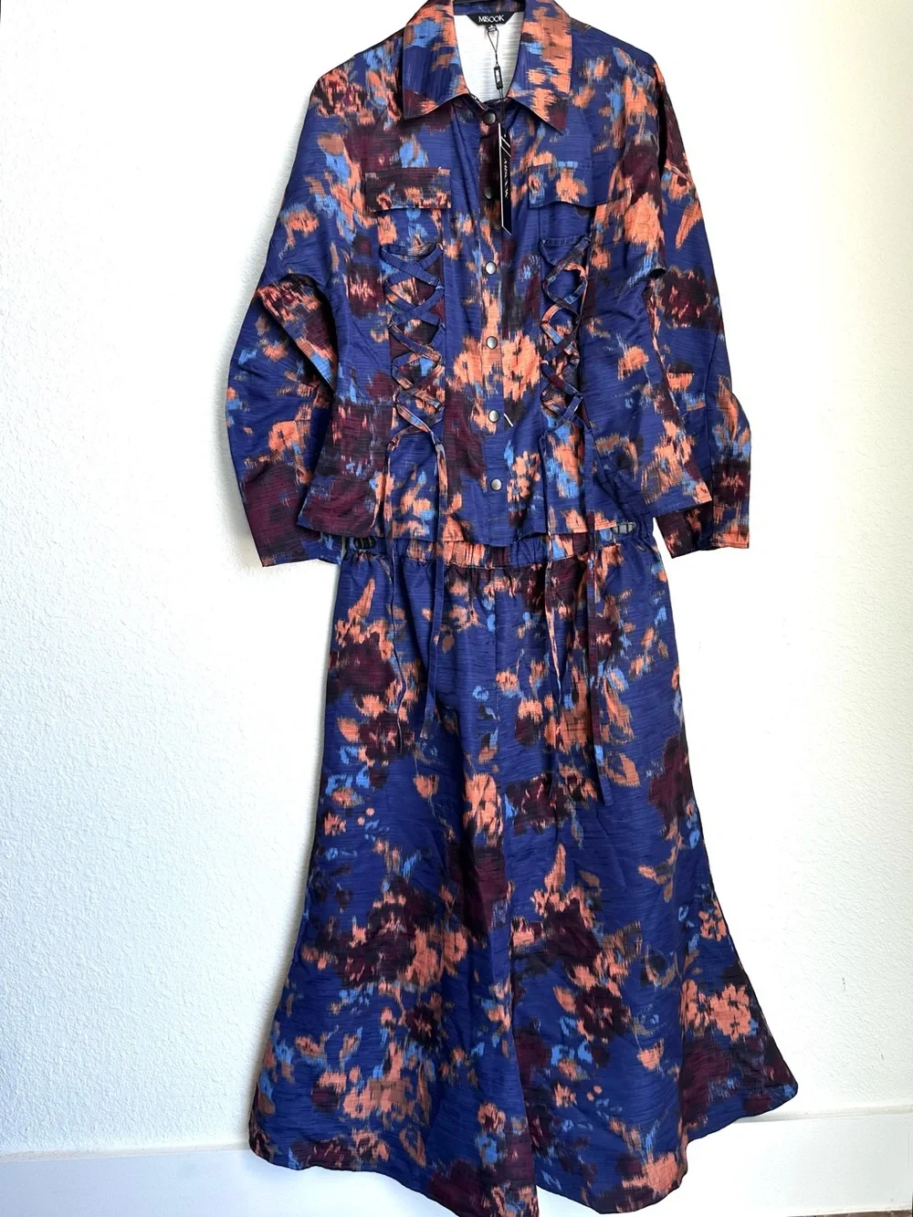 Misook 2-Piece Set Small - Structured Corset Jacket & skirt Laced Woven NWT